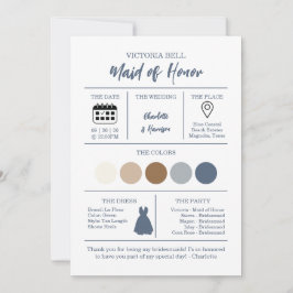 Watercolor Coastal Bridesmaid Information Card Kaart