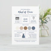 Watercolor Coastal Bridesmaid Information Card Kaart (Staand voorkant)