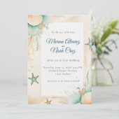 Watercolor Coastal Chic Beach Wedding Invitation Kaart (Staand voorkant)