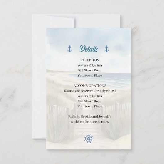 Watercolor Coastal New England Wedding Insert Kaart (Voorkant)