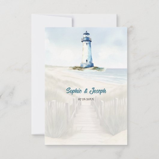 Watercolor Coastal New England Wedding Insert Kaart (Achterkant)