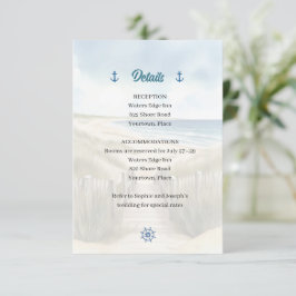 Watercolor Coastal New England Wedding Insert Kaart