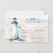 Watercolor Coastal New England Wedding RSVP Reply Kaart (Voorkant)
