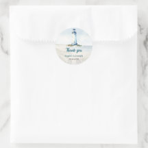 Watercolor Coastal New England Wedding Thank You