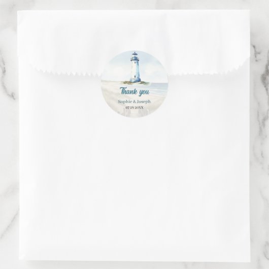 Watercolor Coastal New England Wedding Thank You Ronde Sticker (Tas)