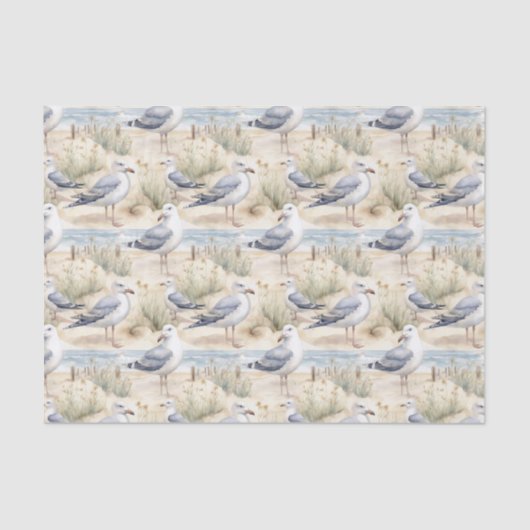 Watercolor Coastal Seagulls Tissuepapier (Voorkant)