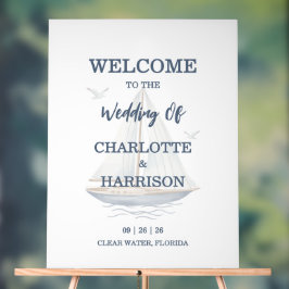 Watercolor Coastal Seascape Wedding Acryl Bord