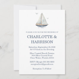 Watercolor Coastal Seascape Wedding Kaart