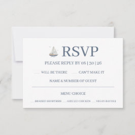 Watercolor Coastal Seascape Wedding RSVP Kaartje