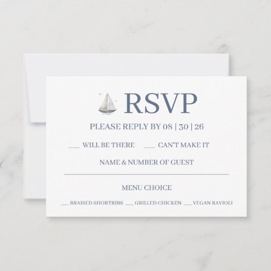Watercolor Coastal Seascape Wedding RSVP Kaartje (Voorkant)