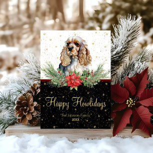 Watercolor Cocker Spaniel Hond Blij Kerstfeest Feestdagenkaart