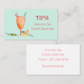Watercolor Cocktail Bartender Business Card Visitekaartje (Voorkant / Achterkant)