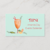 Watercolor Cocktail Bartender Business Card Visitekaartje (Voorkant)