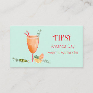 Watercolor Cocktail Bartender Business Card Visitekaartje