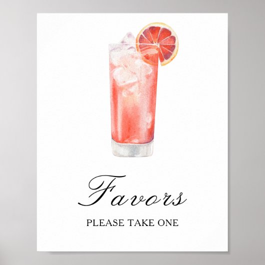 Watercolor cocktail bruiloftsfeest - Favoren Poster (Voorkant)