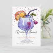 Watercolor Cocktail Confetti Bridal Shower Kaart (Staand voorkant)