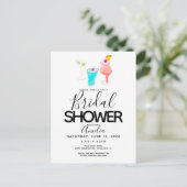 Watercolor Cocktail Geschilderd Bruidsfeest Borrel Briefkaart (Staand voorkant)