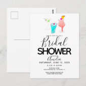 Watercolor Cocktail Geschilderd Bruidsfeest Borrel Briefkaart (Voorkant / Achterkant)