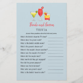 Watercolor Cocktail Koppel Bruiloft Trivia-spellen