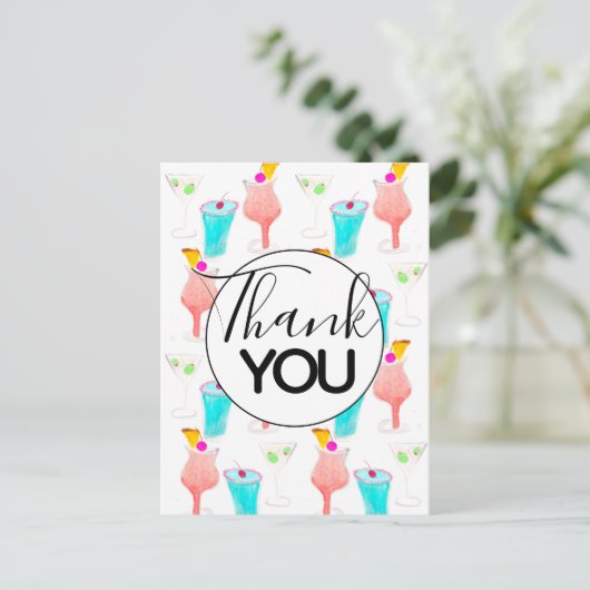 Watercolor Cocktail Margarita Patroon Bedankt Briefkaart (Staand voorkant)