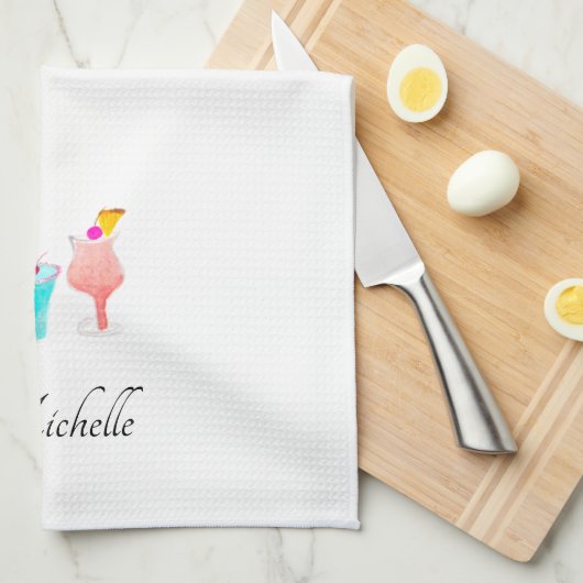 Watercolor Cocktail Margarita Patroon   Naam Theedoek (Quarter Fold)