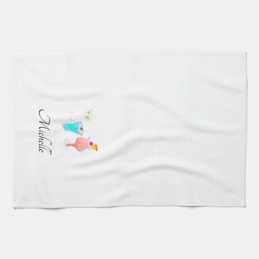 Watercolor Cocktail Margarita Patroon   Naam Theedoek (Horizontaal)