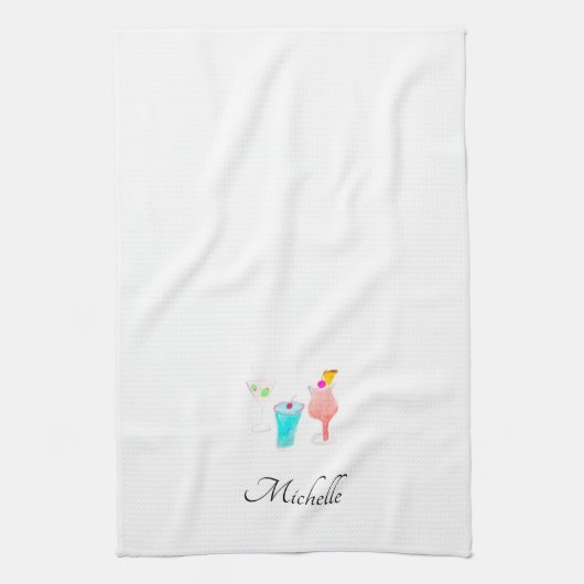 Watercolor Cocktail Margarita Patroon   Naam Theedoek (Verticaal)