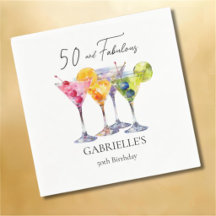 Watercolor Cocktail Martini Gelukkige 50e Verjaard