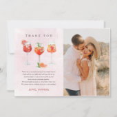 Watercolor Cocktail Party Bruidsuitnodiging Foto Bedankkaart (Voorkant)