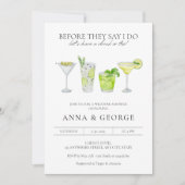 Watercolor Cocktail Party Margarita Bruiloft Bruid Kaart (Voorkant)