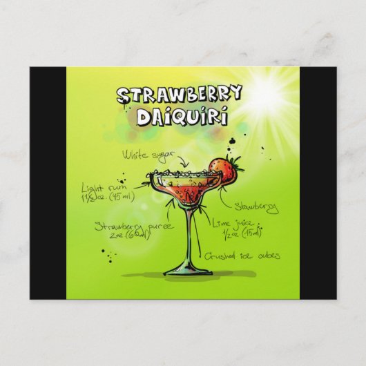 Watercolor Cocktail Recept Briefkaart (Voorkant)