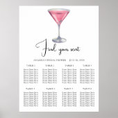 Watercolor Cocktail Wedding seating chart Poster (Voorkant)