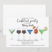 Watercolor cocktailparty kaart (Voorkant / Achterkant)