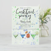 Watercolor cocktailparty kaart (Staand voorkant)