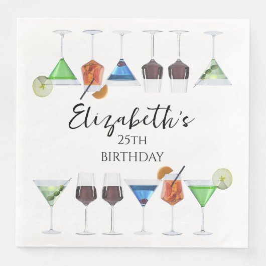 Watercolor cocktailparty servet (Voorkant)