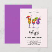 Watercolor Cocktails 42e Verjaardagsfeestje Kaart (Voorkant / Achterkant)