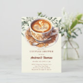 Watercolor Coffee | Uitnodiging voor koppel bruisp (Staand voorkant)