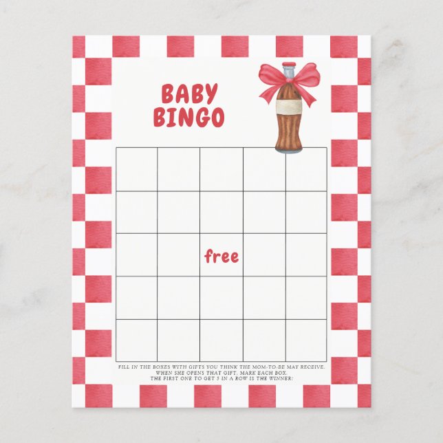Watercolor Cola Soda Baby Bingo game (Voorkant)