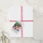 Watercolor Colorful Chameleon Birthday Party Cadeaulabel (Met Touw)