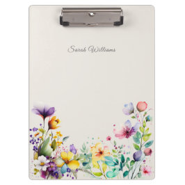 Watercolor Colorful Spring Wildflower Clipboard Klembord