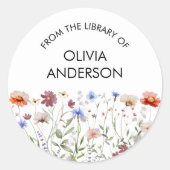 Watercolor Colorful Wildflower Book Plate Sticker (Voorkant)
