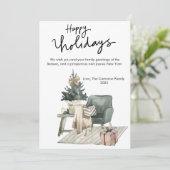 Watercolor Comfy Cozy Stoel Plat Kerstkaart (Staand voorkant)