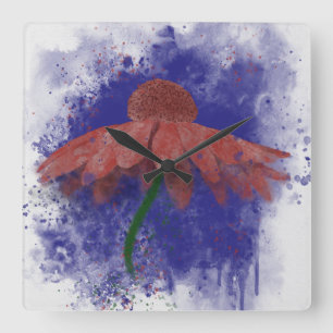 Watercolor Coneflower Vierkante Klok