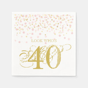 Watercolor Confetti Kijk wie 40 is Elegante Verjaa Servet