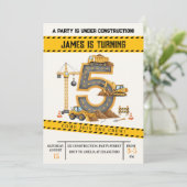 Watercolor Constructie Trucks 5e Verjaardagsfeestj Kaart (Staand voorkant)