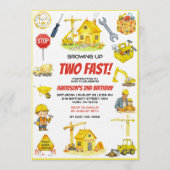 Watercolor Construction 2nd Birthday Party Kaart (Voorkant)