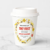 Watercolor Construction 2nd Birthday Party Papieren Bekers (Voorkant)