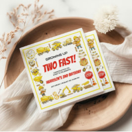 Watercolor Construction 2nd Birthday Party Servet