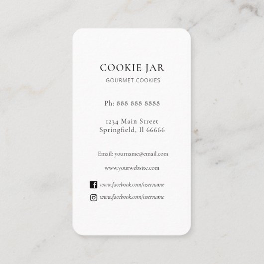 Watercolor cookie Bakery  business card Visitekaartje (Achterkant)