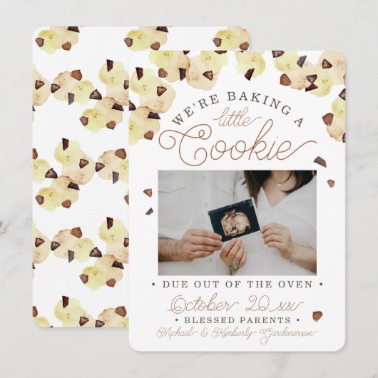 Watercolor Cookie Pregnancy Photo Announcement Aankondiging (Voorkant / Achterkant)